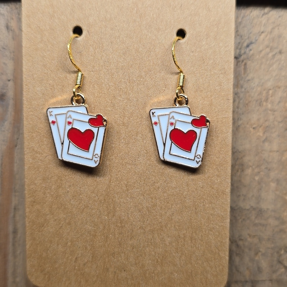 Valentine's Day Card Heart Earrings